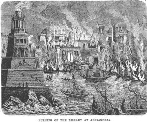 Library at Alexandria burning