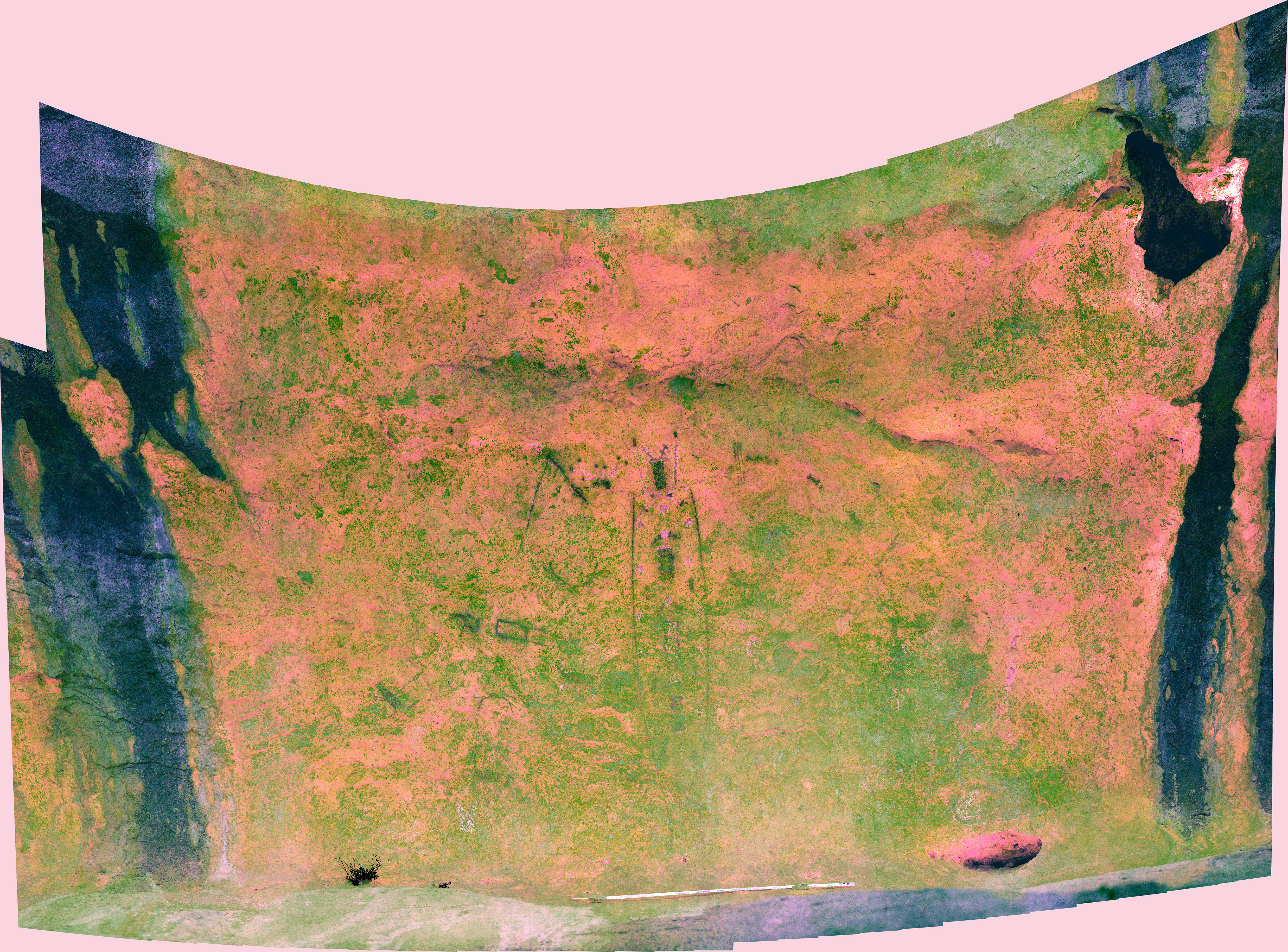 GigaPan of Black Cave Annex Section 1 enhanced with DStretch YBK channel. Click to re-direct to high-resolution image.