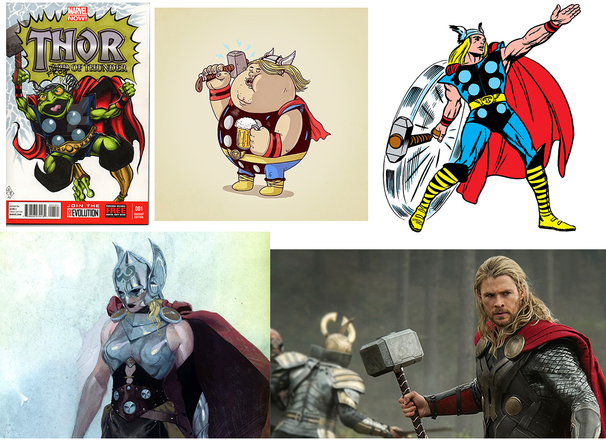 If you had seen any one of these images alone, you would have mostly likely recognized the character as Thor, the Marvel God of Thunder, based on their characteristic attributes! Images courtesy Google.
