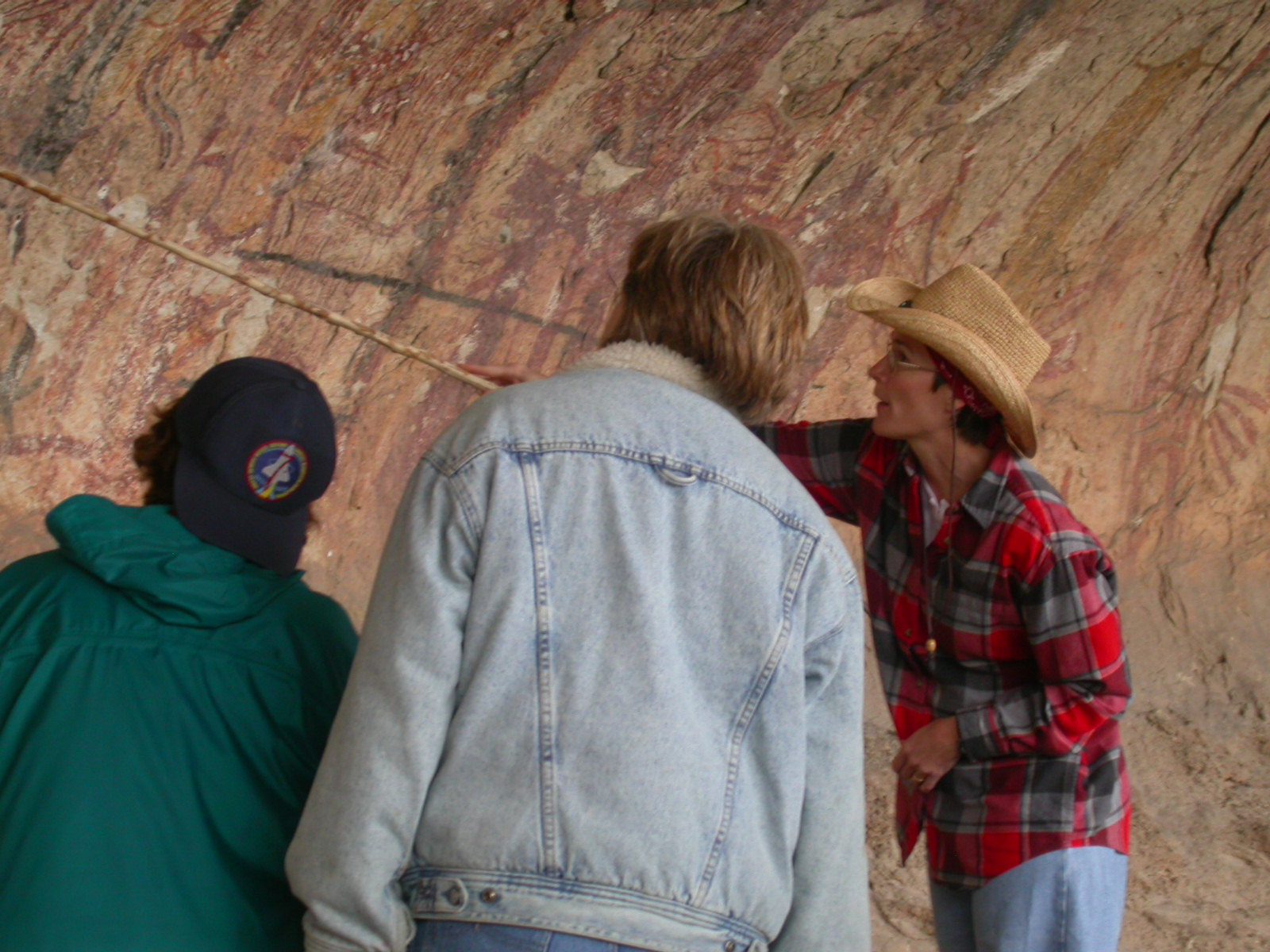 Carolyn describing the rock art in Panther Cave in 2003.