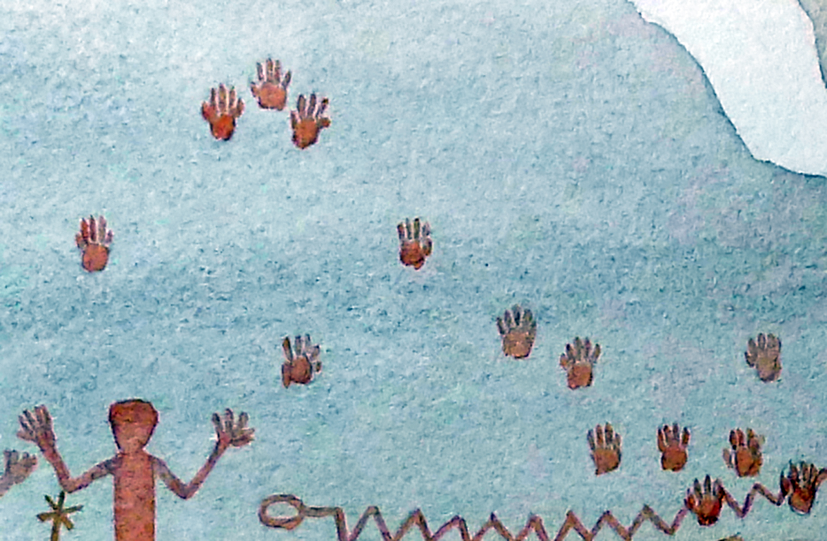 A large cluster of hand prints (Figure M) as illustrated by Kirkland.