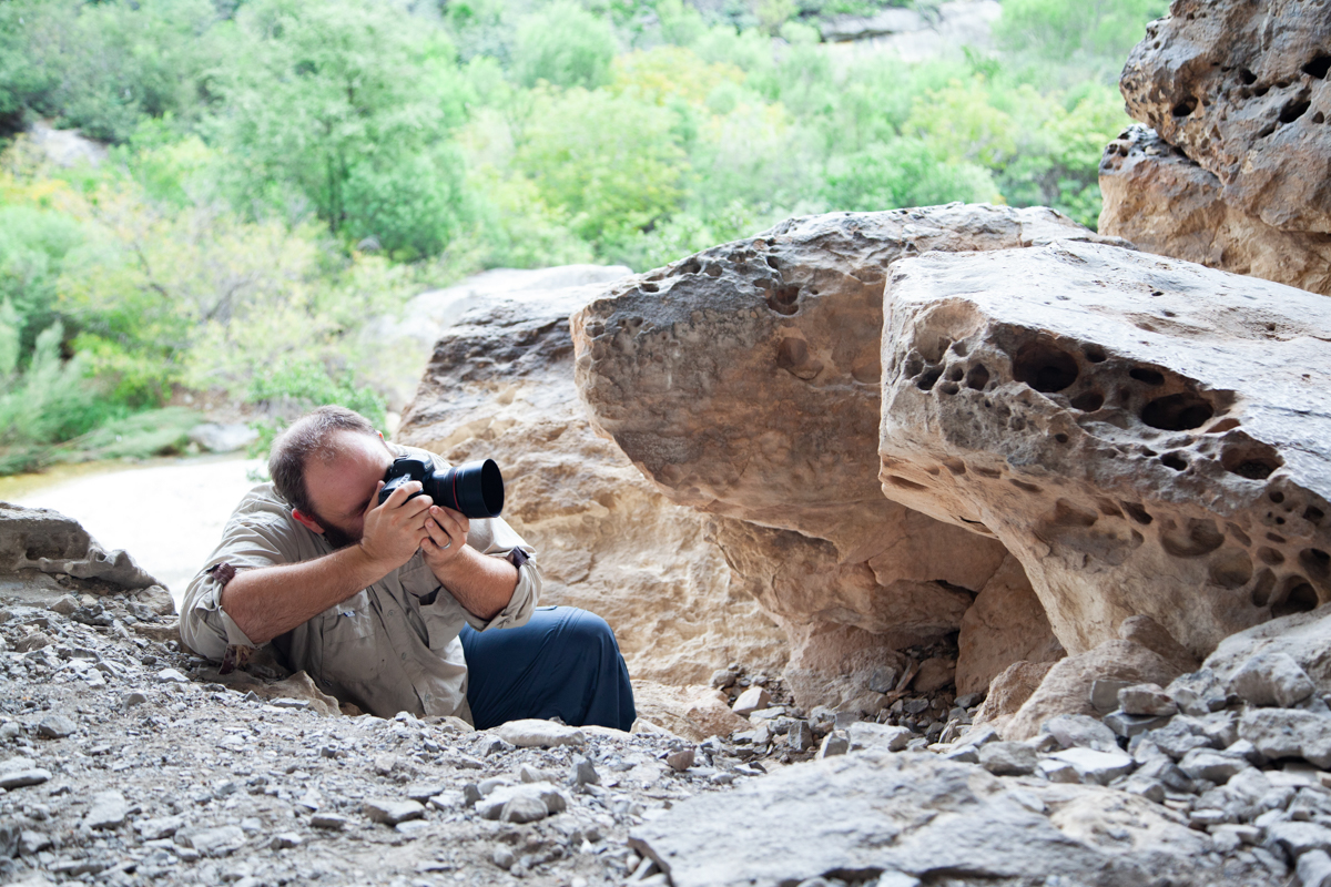 Jerod doing the SfM of a petroglyph boulder
